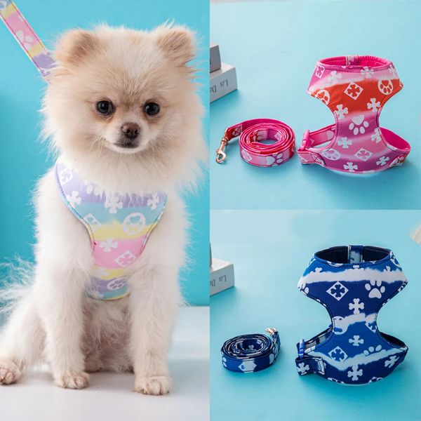 Collari per cani Guinzagli Vendita di articoli per animali domestici Cani da passeggio all'aperto Moda Pettorina e guinzaglio per cani Set Corgi Schnauzer Accessori per cani in cotone 231120