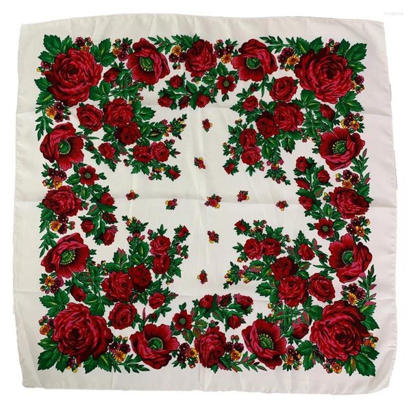 Lenços 70/70cm lenço quadrado nacional russo mulheres luxo floral impressão bandana bandana babushka lenço feminino cabeça envoltórios