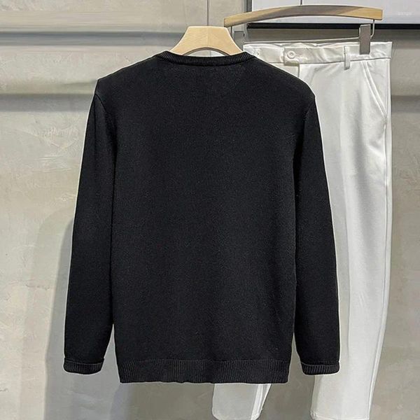 Maglioni da uomo Maglione lavorato a maglia casual Canottiera tinta unita Maglione girocollo Pullover Top manica lunga per la primavera autunno Nero