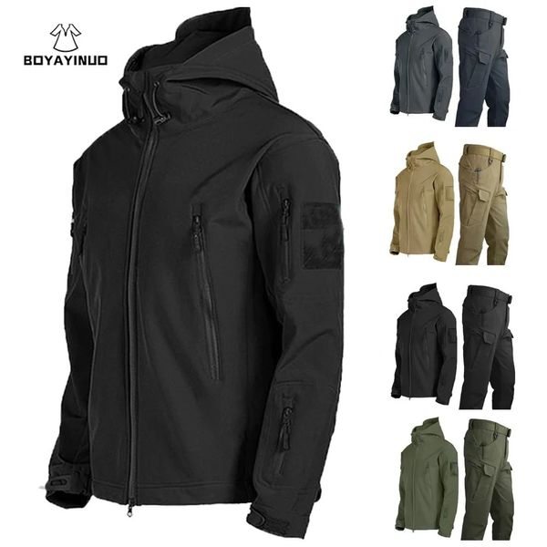 Giacche da esterno Felpe con cappuccio Giacca tattica invernale Tuta da uomo SoftShell militare Giacche impermeabili tattiche Pesca Escursionismo Campeggio Arrampicata Giacca in pile Pantaloni 231120