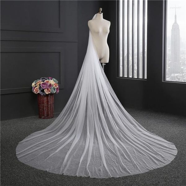 Veli da sposa Stock Real Pos 2M o 3M Velo da sposa bianco / avorio Accessori a testa lunga a uno strato Vendi Velos De