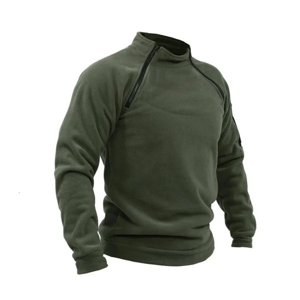 Giacche da uomo Giacca tattica da esterno Giacca da caccia Inverno caldo addensato in pile Cerniere Pullover Cappotto termico allentato tinta unita maschile 231120