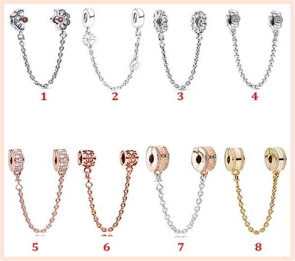 925 Silberperlen-Charms passen zu Pandora-Charm Classic Radiance Chain Fan Style Pendant Beads Love Heart Blue Crysta