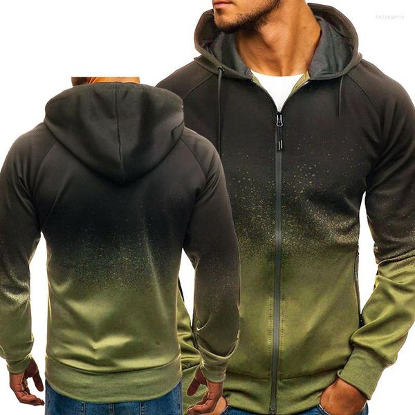 Giacche da uomo Primavera Autunno Felpa con cappuccio con zip Moda Casual Gradiente Giacca sportiva Cotone Alta qualità Harajuku Mens