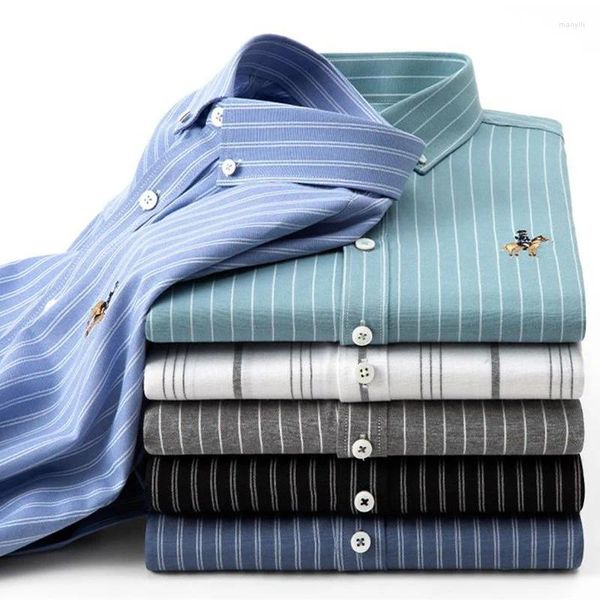 Camicie casual da uomo Manica lunga Oxford di puro cotone Spessa morbida Vestibilità regolare Colletto button-down Camicia da lavoro bianca formale e camicette