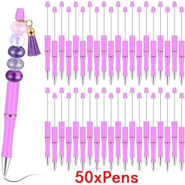 50 unidades de canetas contas de plástico para estudantes, escola, escritório, faça você mesmo, presente