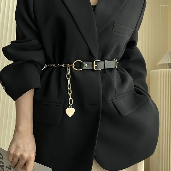 Ремни с регулируемой металлической пряжкой для девочек из искусственной кожи в Корейском стиле, пояса с цепочкой Matel, украшение на талию для женщин, брюк