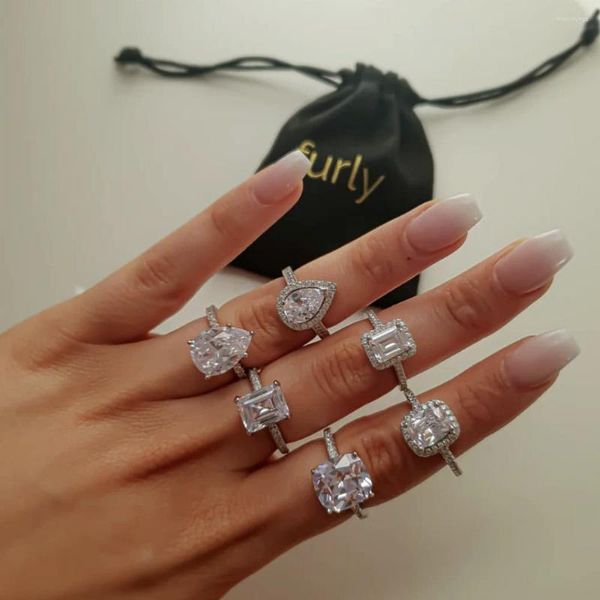 Küme halkaları klasik 925 sterling gümüş solitaire yüzüğü yaratılmış elmas düğün nişan kokteyl topaz taş kadın takı için değerli taş