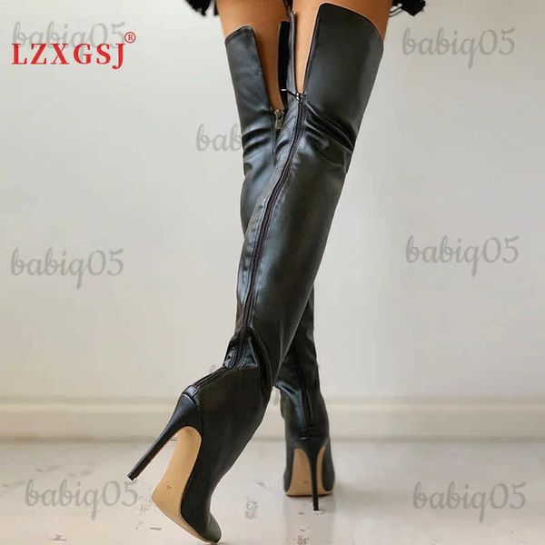 Stiefel Schwarz Sexy Overknee Stiefel Für Frauen High Heels Schuhe Damen Oberschenkel Hohe Stiefel 2023 Winter Große Größe 47 lange Stiefel Weibliche Schuh T231121