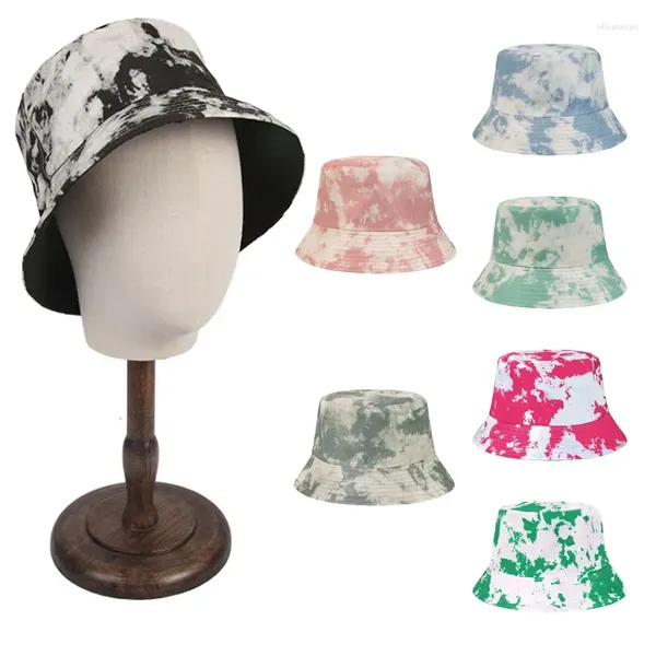 Berets impresso padrão balde chapéu tie-dye reversível vestindo bacia homens e mulheres verão ao ar livre protetor solar sol