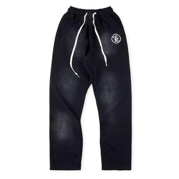 Calça de moletom preta lavada, tamanho eur, masculina, hip hop, rosa, unissex, para corrida, com cordão, calças de rua, fotos reais