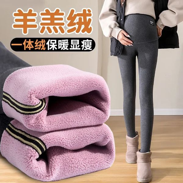 Pantalones de maternidad 936 Invierno denso grueso cálido más algodón de terciopelo Legging de maternidad pantalones térmicos de lana para el vientre ropa para mujeres embarazadas embarazo 231120