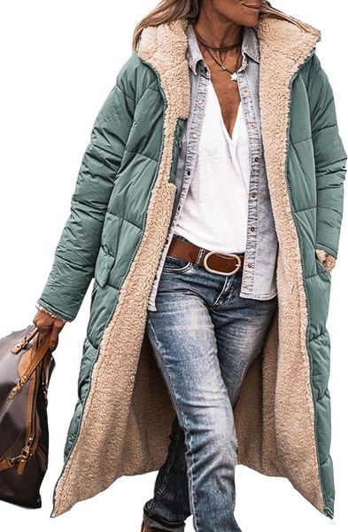 Jaqueta feminina de inverno, casaco longo, roupas da moda, extra-longo, grosso, quente, shearling de ovelha, casaco longo, dupla face, 10838x