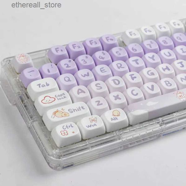 Teclados Gradação Coelho Roxo 142 Chaves MOA Perfil PBT Keycaps Dye Sublimação para MX Switch Gaming Teclado Mecânico Keycap Q231121