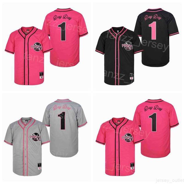 Moive VENERDÌ PROSSIMO 1 GIORNO GIORNI Maglia da baseball IN GRIGIO Nero Rosa Team Tutte cucite Cool Base Cooperstown Retro University Vintage Per gli appassionati di sport College traspirante