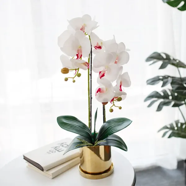 Fiori decorativi simulati Phalaenopsis Orchid Bonsai Artificiale finto Oceania Disposizione con vaso Decorazioni per la casa in vaso