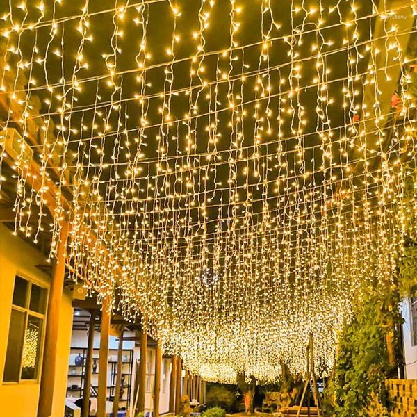 Cordas LED Droop Cortina Luz 0.4-0.6m Natal Icicle Fada Luzes Decoratio Ano Chinês 2023 Outdoor Street Garland A Casa