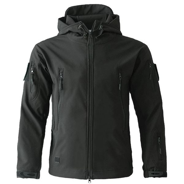 Mens Jaquetas Jaqueta Tática Caminhadas Tubarão Pele Macia Roupas Windbreaker Flight Pilot Hood Militar Fleece Campo Calças 231120