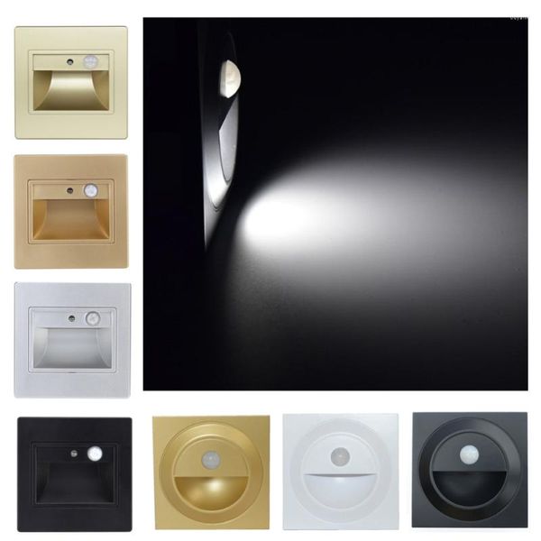 Lampade da parete Sensore da incasso Sconce Lamp Motion Detect Led Stair Light 85-265V Per Home Step Stairway Corridoio Seminterrato Passaggio Footlights