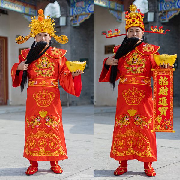 Halloween cosplay mammon traje alegre chinês ano novo festa roupas festival celebração riqueza fortuna deus uniforme