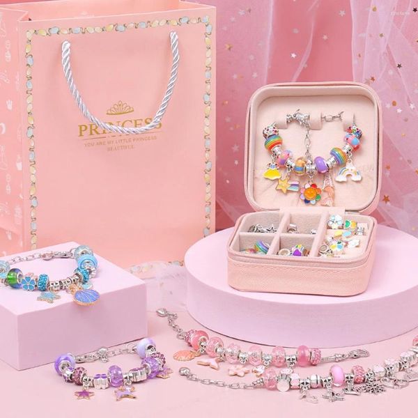 Link pulseiras 2023 diy charme pulseira com caixa de armazenamento jóias fazendo conjunto para menina natal advento calendário
