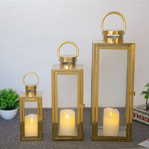Titulares de vela Gold Metal Metal Luxury Design transparente Arte de parede Vidro Nórdico Porta Velas Acessórios de decoração