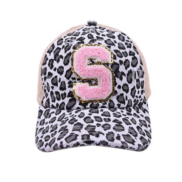 Caps de bola rosa o leopardo bordado 26 letras AZ Baseball Cap Men Women Snapback Hip Hop Hat Summer Sumpable Mesh Sun Hats For Women J230421