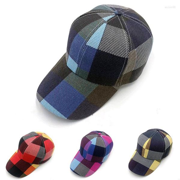 Caps de bola de verão homens homens xadrez xadrez de beisebol ao ar livre chapéu de sol causal feminino masculino Snapback ajustável protetor solar