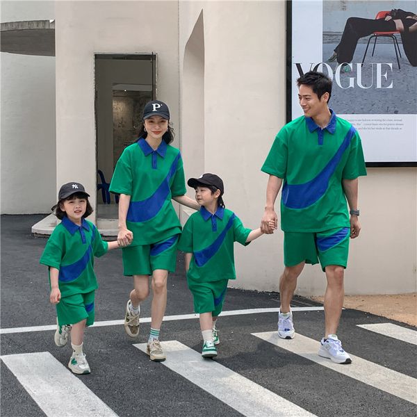 Família combinando roupas de roupas de família para mamãe pai e filho filha combinando roupas crianças roupas de verão roupas coreanas menino e menina igual