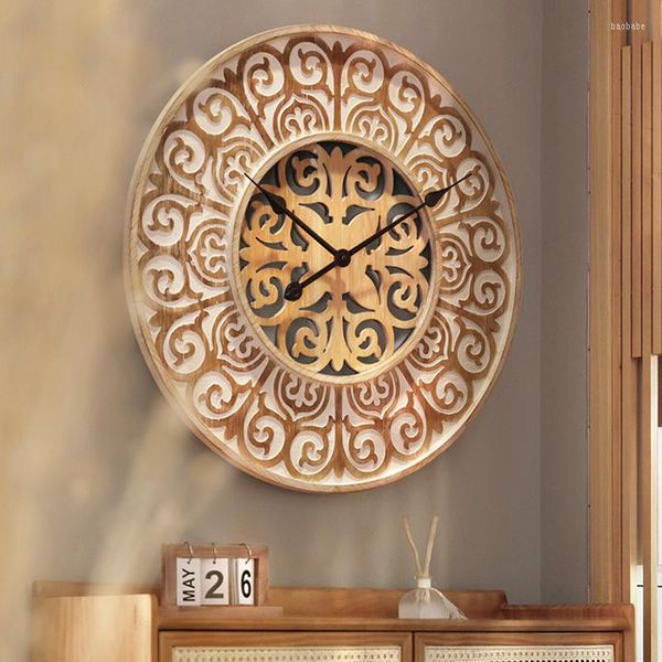 Wanduhren Küche Große Uhr Hängendes Modernes Design Diy Luxus Rund Groß Vintage Holz Orologio Da Parete 3d Decor YYY45XP