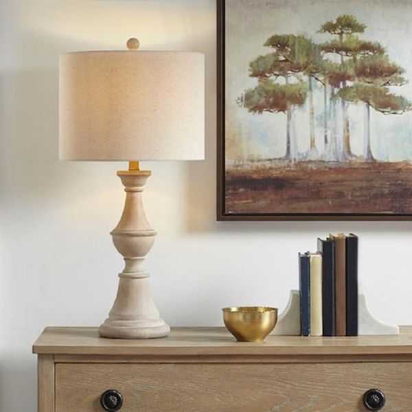 Masa lambaları Amerikan ülke pastoral tarzı ahşap sanat kumaş retro sıcak yatak odası başucu lambası oturma odası çalışma kişilik