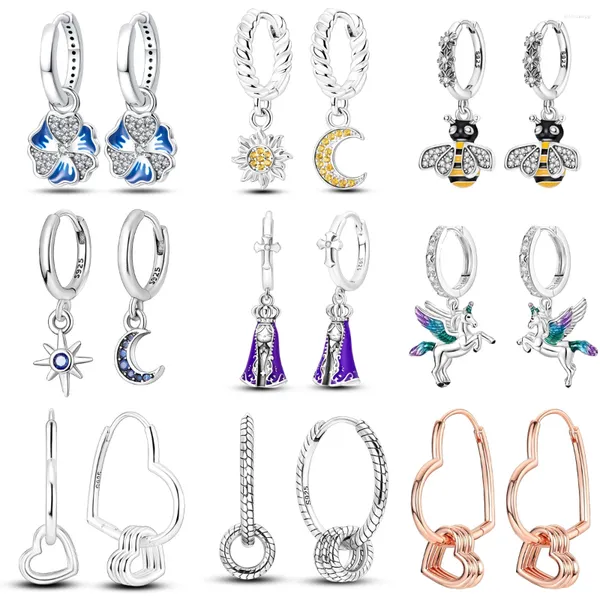 Creolen 2023 925 Sterling Silber Ohrstecker Blume Liebe Biene Für Frauen DIY Schmuck Geschenk Mode Ohrring