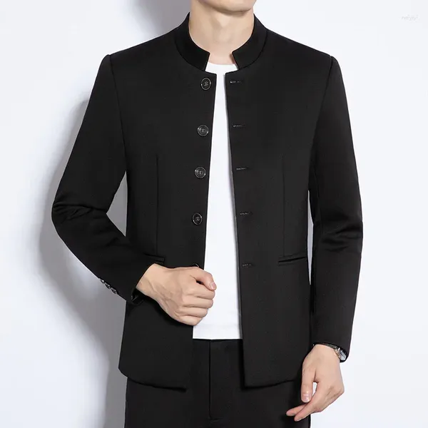 Мужские куртки в стиле внешней торговли, маленький молодежный воротник-стойка, костюм Чжуншань, корейская версия, пальто