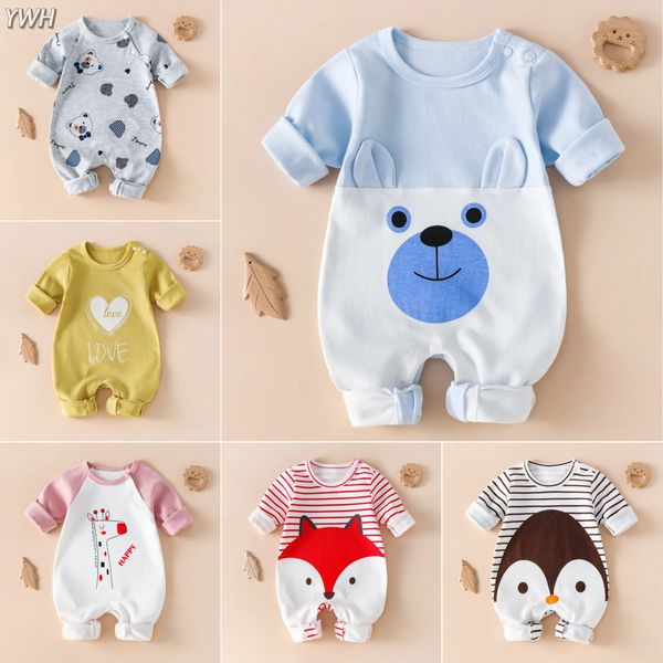 Pagliaccetti Baby Boy Pagliaccetto Tuta nato Pigiama Infantile s Ragazzi Ragazze Cartoon Cotone con bottoni automatici Vestiti 0-12 mesi 231120