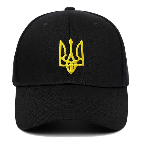 Top Caps sıcak Ukraynalı sembol rozeti beyzbol kapakları pamuk unisex rahat baba kapak açık snapback kapak kamyoncu başlıkları güneş şapkası kadınlar için erkekler j230421