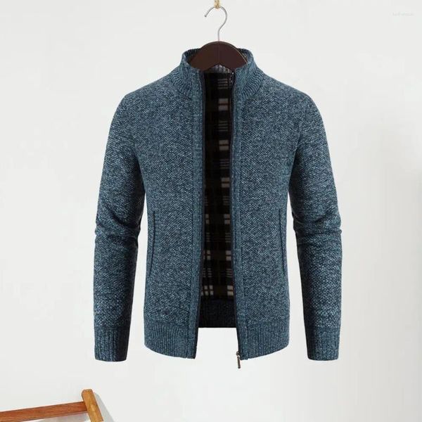 Herrenpullover Männer Pullover Mantelmantelmantel Jacke stilvoller Full Reißverschluss Strickjacken mit Taschen für lässige Kleidung gestrickt