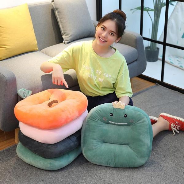 Travesseiro fofo de desenho animado travesseiros traseiros de forma de cadeira de sede de sede de animais de animais estudante de frutas de sofá de piso interno de tapete de chão