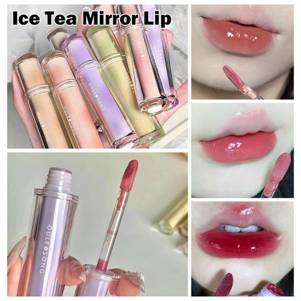 Lip Gloss 8 Cores Ice Tea Mirror Glaz Hoisturizante longa maquiagem sexy Sexy Korean Lipstick Red Tint Lipgl E1E4