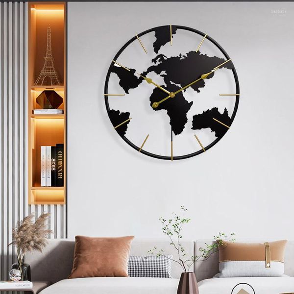 Orologi da parete Orologio con mappa europea in metallo 24cun Grandi decorazioni per il soggiorno dal design moderno e silenzioso Relogio De Parede