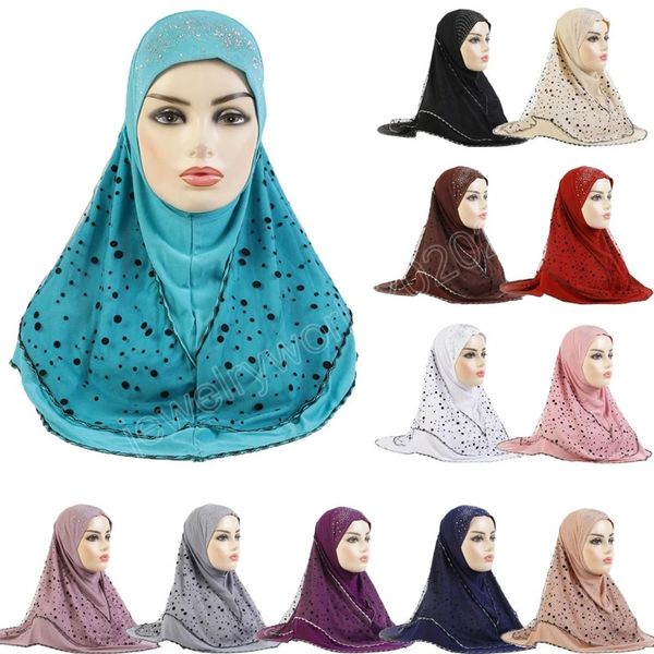 Hijab muçulmano de garotas grandes muçulmanas com câmara de renda de alta qualidade Chap de cachecol islâmico Hats femininos Pray Hats