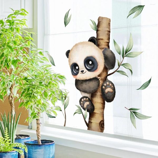 Sfondi 30 40 cm Cartoon Animal Panda Adesivo statico Soggiorno Decorativo per la casa Parete bifacciale in vetro visivo Dj4047