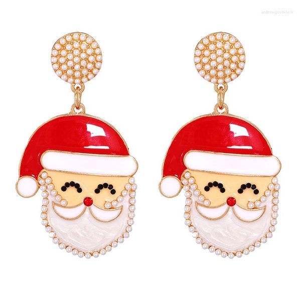 Orecchini a bottone 2023 Trend Piercing Originalità Natale Perla Moda Alce Pupazzo di neve Babbo Natale Simpl Gioielli-Accessori