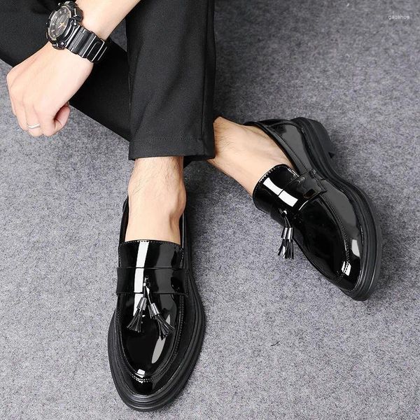 Kleid Schuhe Herren Wingtip Oxford Echtes Leder Quaste Loafer Business Formal 2023 Flats Slip-on