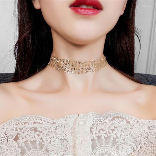 Gerletme Kolye Gümüş Renk Demirleri Görünmez Kolyeler Punk Gotik Chokers Takı Kadın Düğün Aksesuarları Collier Femme