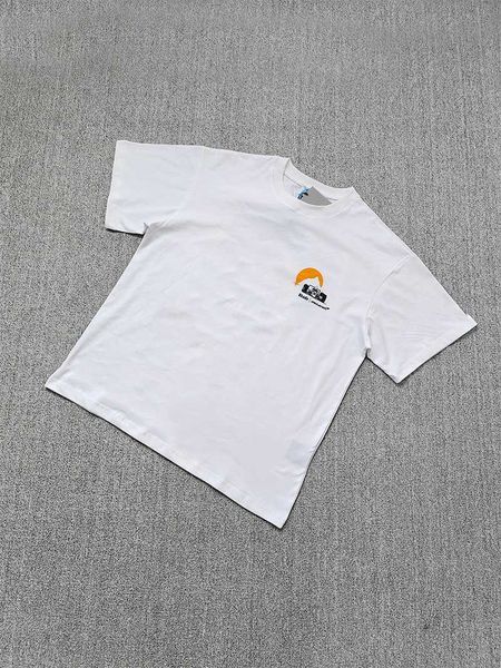 Tasarımcı Moda Giyim Tee Tişörtleri High Street Trend Marka Rhude American Formula One Sunset Gevşek Çift Kısa Kollu T-shirt Erkekler Pamuk Streetwear Tops