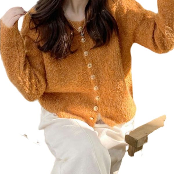 Damenhemd mivmiv Designermode Topmarke Weiches klebriges Kreisgarn Plüsch Rundhalspullover Strickjacke weiblich 2023 Herbst koreanischer lockerer dünner Mantel weiblich