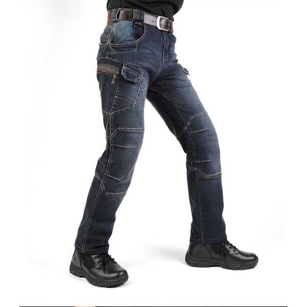 Jeans masculinos Trendência Cargo tático Homens casuais Exército Militar Denim