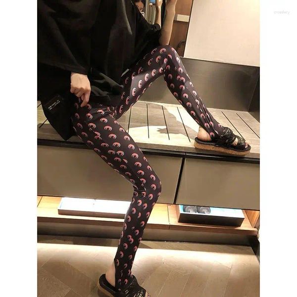 Damenhose ZAGGIN Hohe Taille Slim Fashion Crescent Print Stretch Freizeithose 2023 Dünne Eisseide Enge Socken mit Pedal