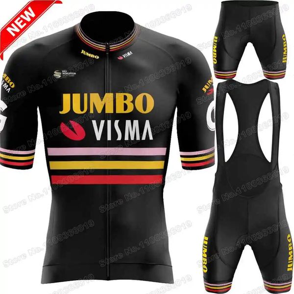 Conjuntos de camisa de ciclismo Jumbo Visma Trilogy Conjunto de camisa de ciclismo Itália França Espanha Tour Ciclismo Roupas Homens Camisa de bicicleta de estrada Terno Bib Shorts 231120