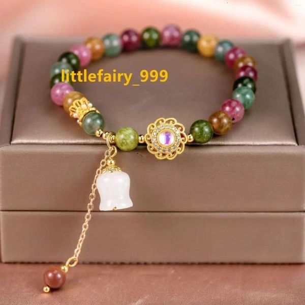 Charme pulseiras pulseira feminina com borla de berilo colorido e design elegante contas de pedra natural moda jóias para menina sorte mão